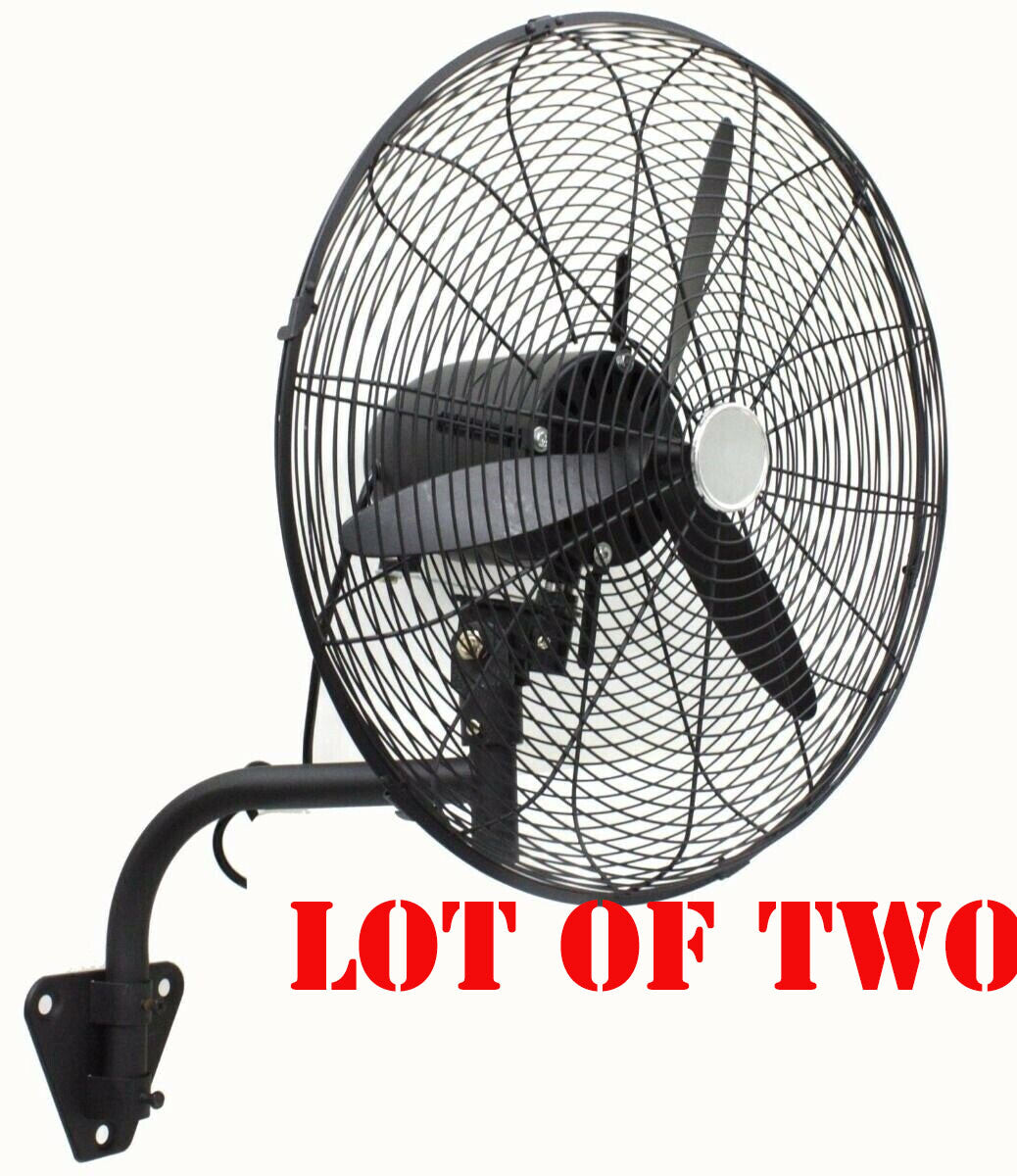 Lot TWO 20" Industry Metal Wall Fan Air Flow Circulate Wall Mount Oscillation