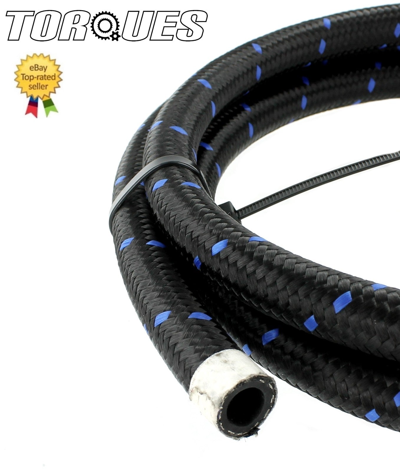 An -8 (an8 8an) Nylon Braided Blue Streaked Stealth Black Hose 1M