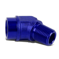 1/2" Npt Male 45 Degree To 1/2" Female Hose Bulk Blue Aluminum Finish