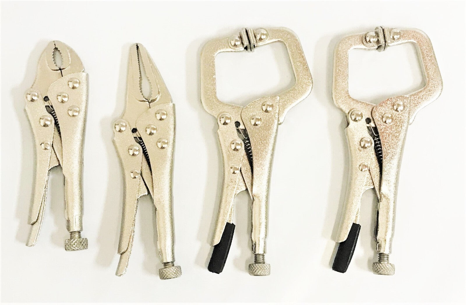 4pc Mini Vise Locking C-Clamp Grip Pliers Set