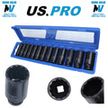 US Pro 13pc 1/2" Dr 12 Sided Metric Deep Impact Socket Set