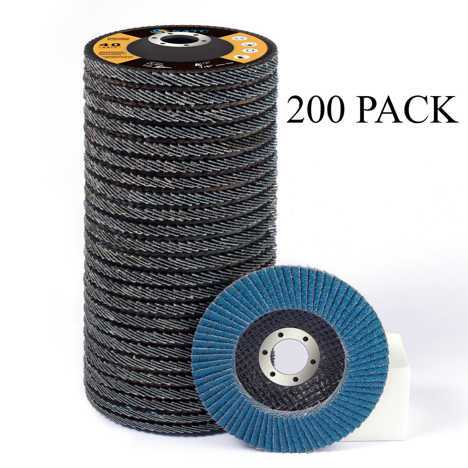 200pc Zirconia Flap Disc 4-1/2" 40 Grit for Angle Grinder by Unbranded