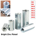Bright Zinc Plated Steel Hex Long Nuts M6-M20