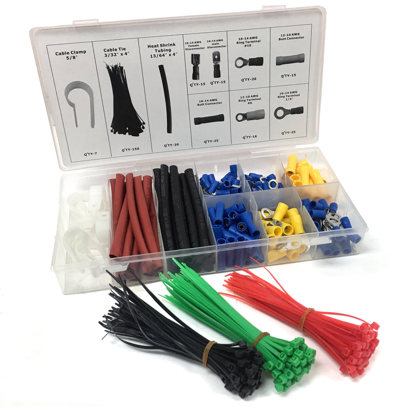 308pc Insulated Assortment Electrical Terminal Wire Connector Crimp Heat Shrink