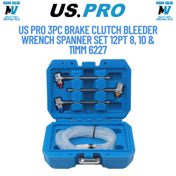 US PRO 3pc Brake Clutch Bleeder Wrench Spanner Set