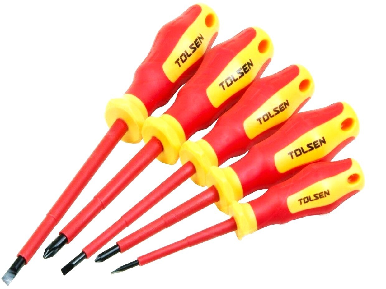 TOLSEN 5pc VDE 1000V ELECTRICIAN'S INSULATED SCREWDRIVER SET PHILLIPS #38012Open