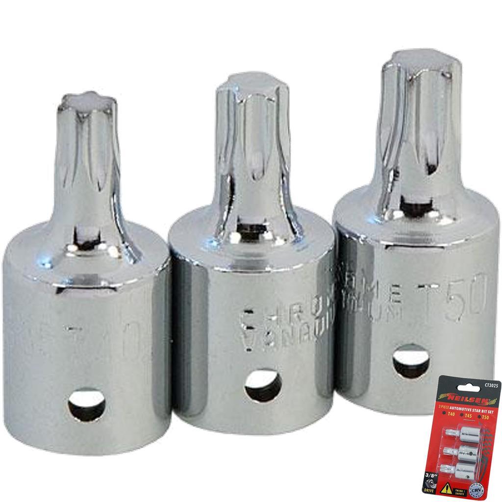 Neilsen 3pc Torx Bit Socket Set T40 T45 T50