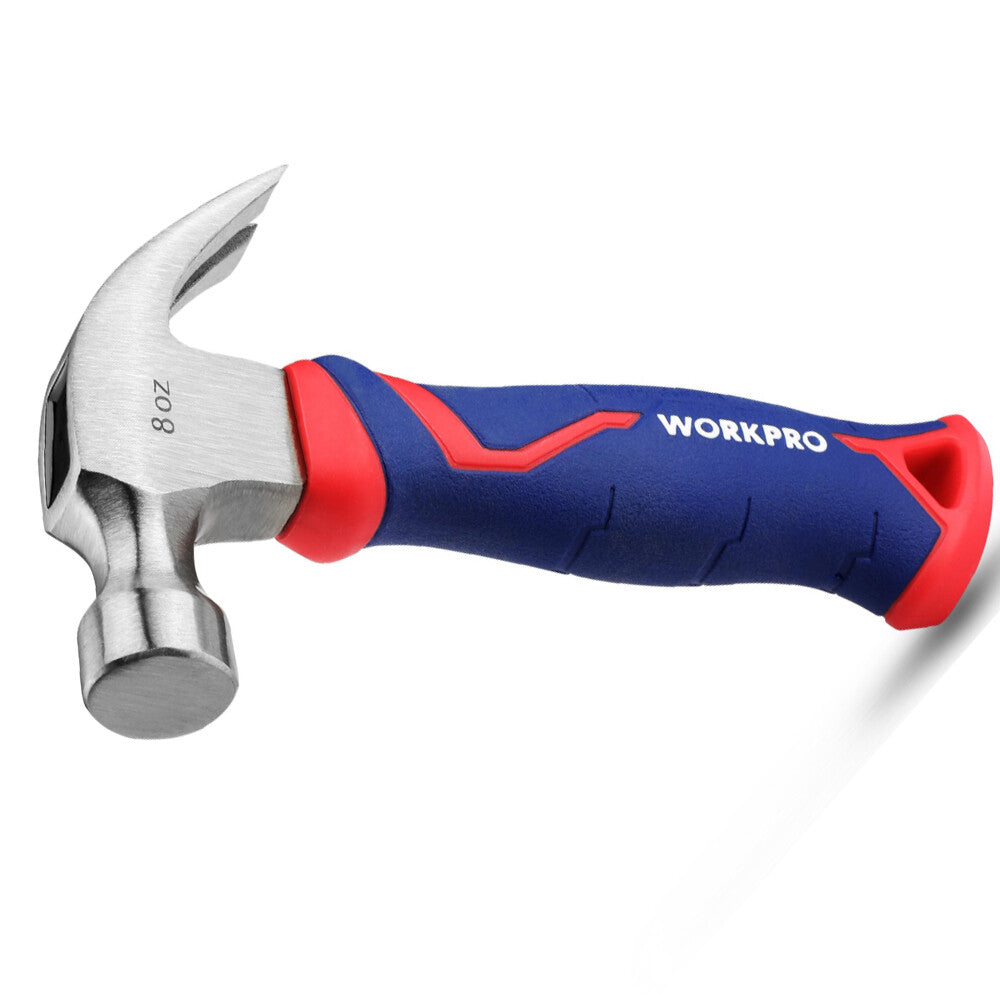 WORKPRO 8 oz Claw Hammer Forged Hardened Steel Heads with Fiberglass