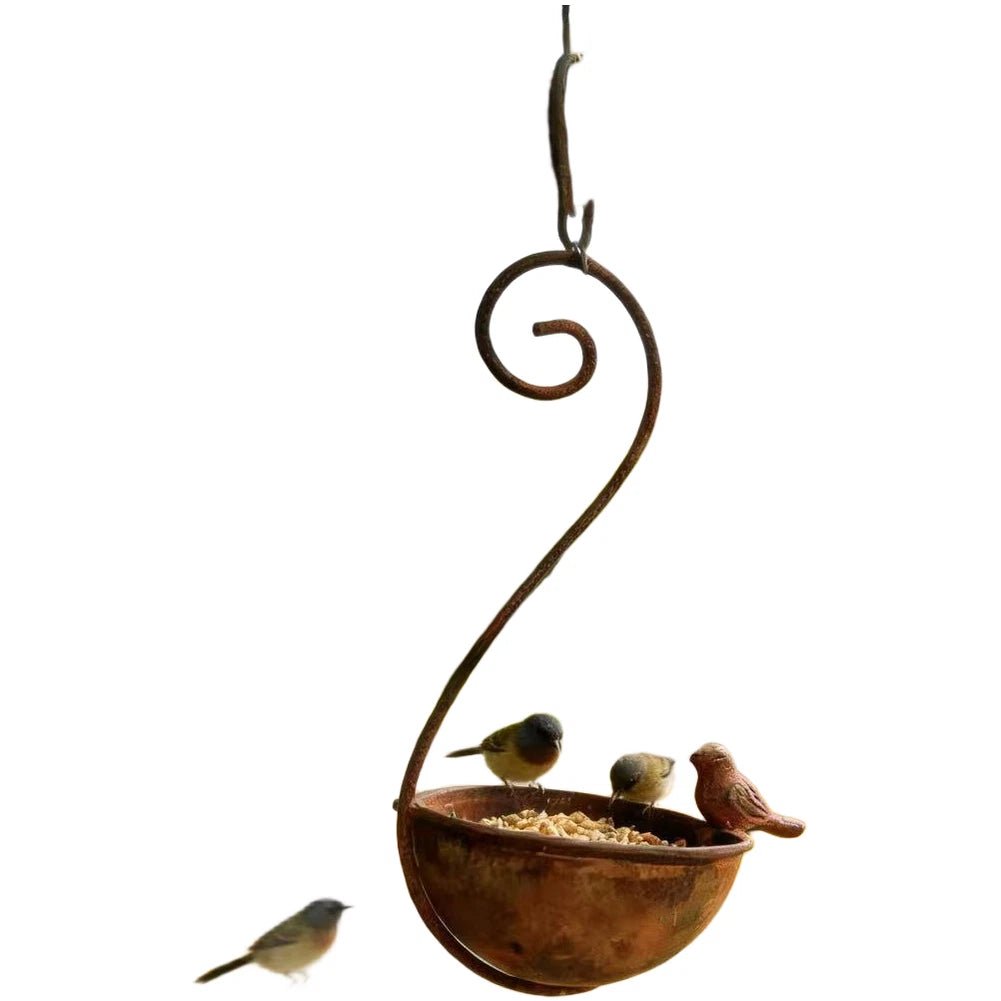 Outdoor Bird Feeder In Rustic Iron Design For Garden Patio Villa Decor
