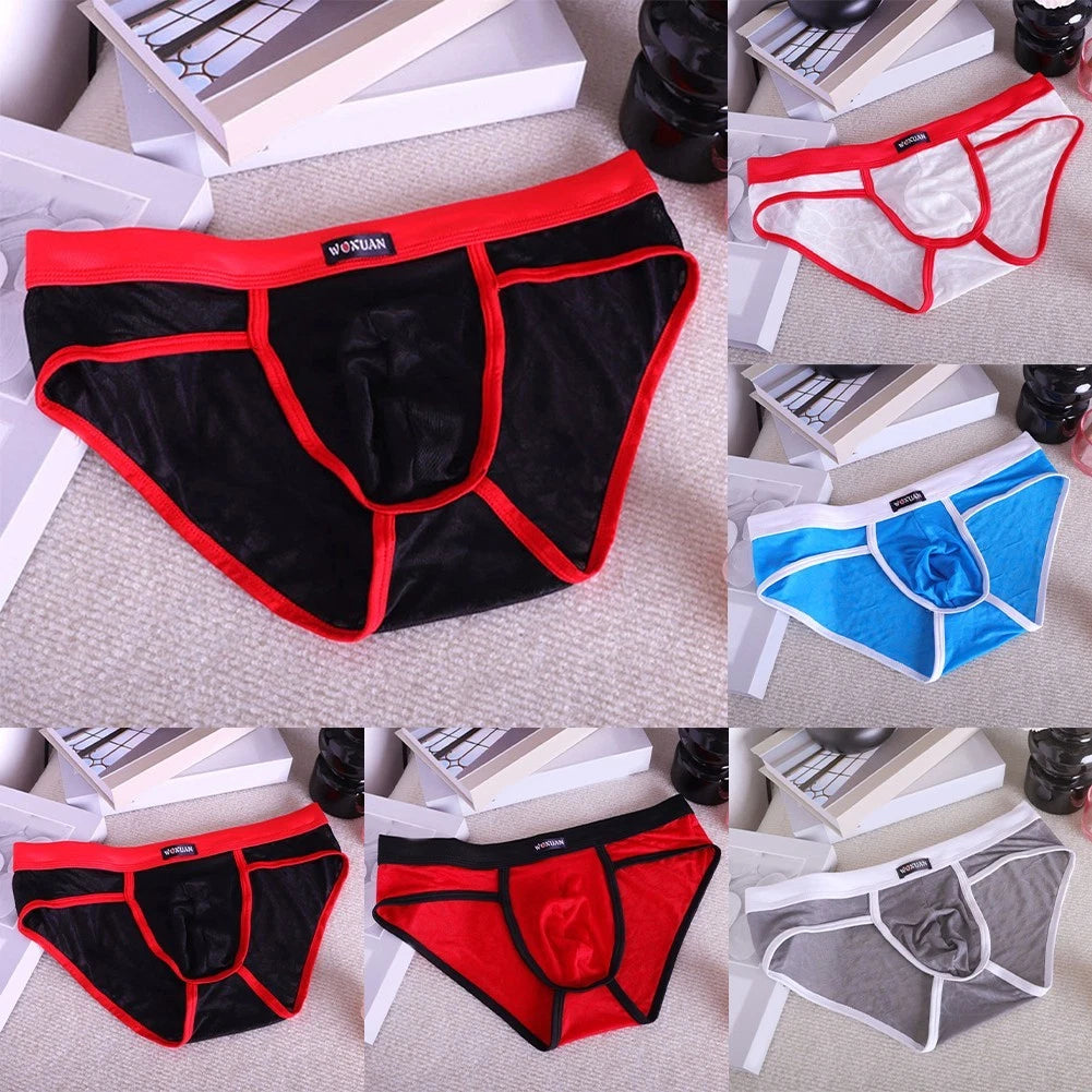 Men's See Through Lace Briefs Underwear With Bulge Pouch Stretchable