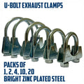 U Bolt Exhaust Clamps Universal Heavy Duty Clips with Nuts 28mm to 77mm 1" to 3"