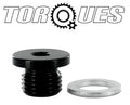 M12x1.25 Round Head Port Plug with Washer In Black