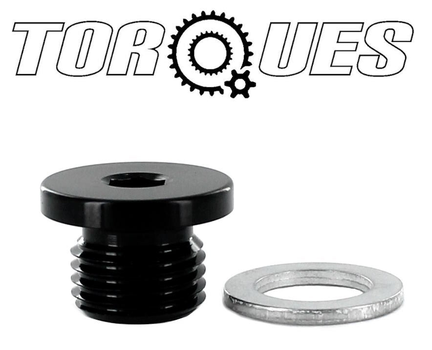 M12x1.25 Round Head Port Plug with Washer In Black