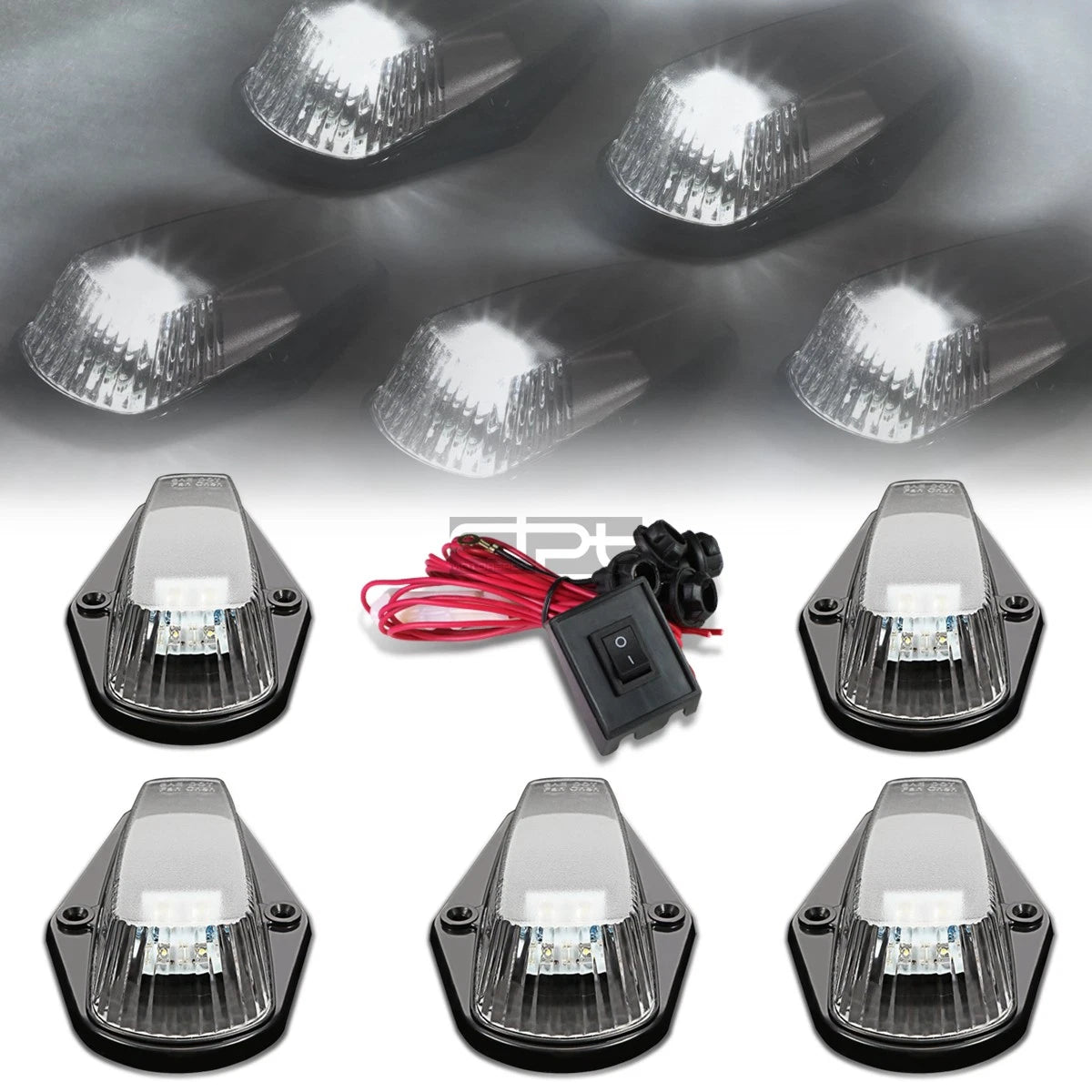 Fit 80-96 F-series Pickup Black White Led Cab Roof Running