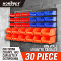 Wall Mounted Storage Bins Parts Rack 30 Bin Organizer Garage Plastic