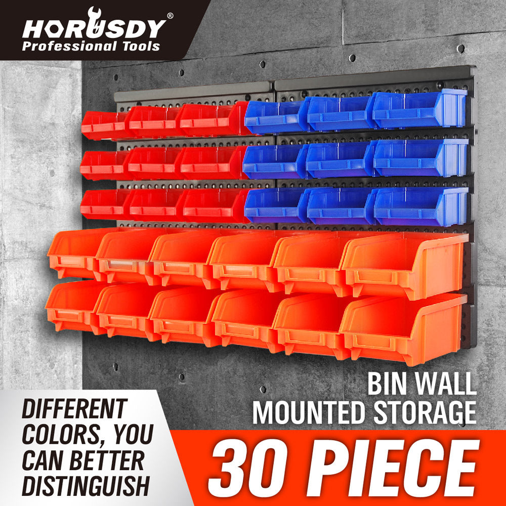 Wall Mounted Storage Bins Parts Rack 30 Bin Organizer Garage Plastic