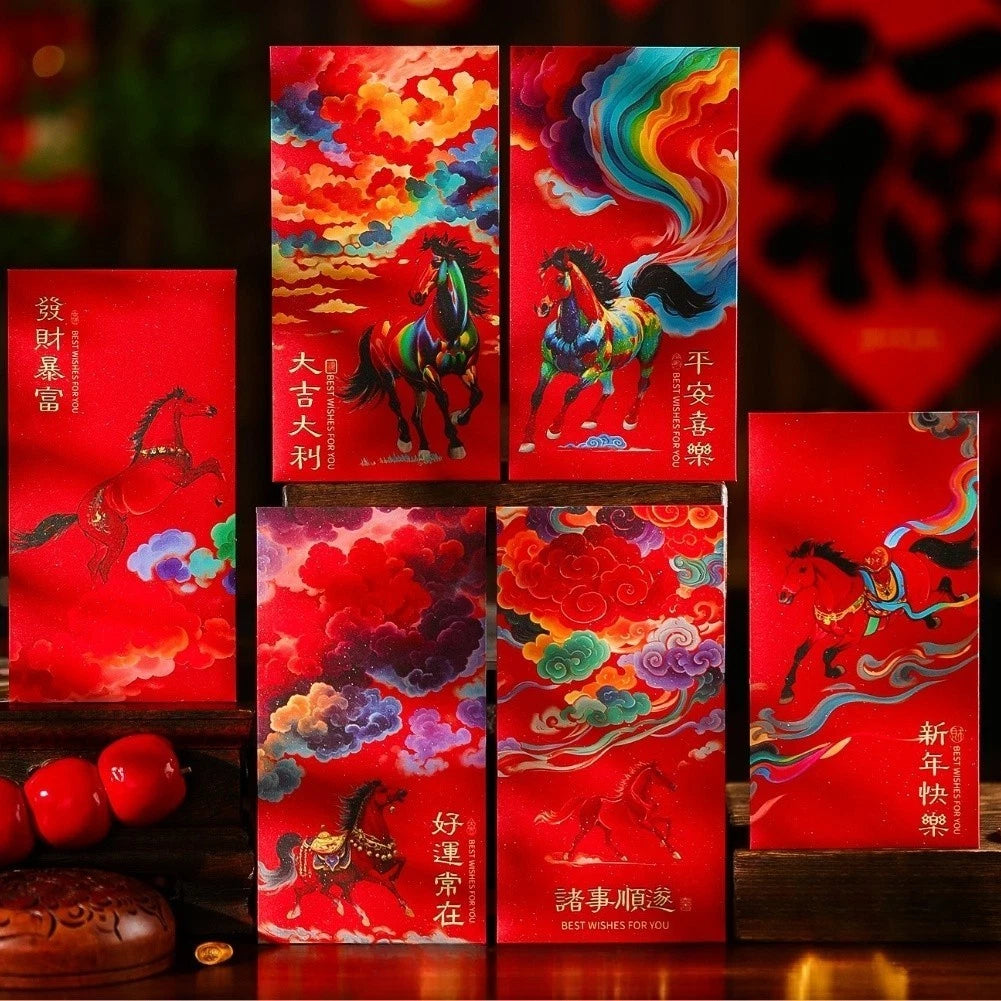 Year Of Horse Red Set 2026 With Gold Foil Finish And Spacious Design