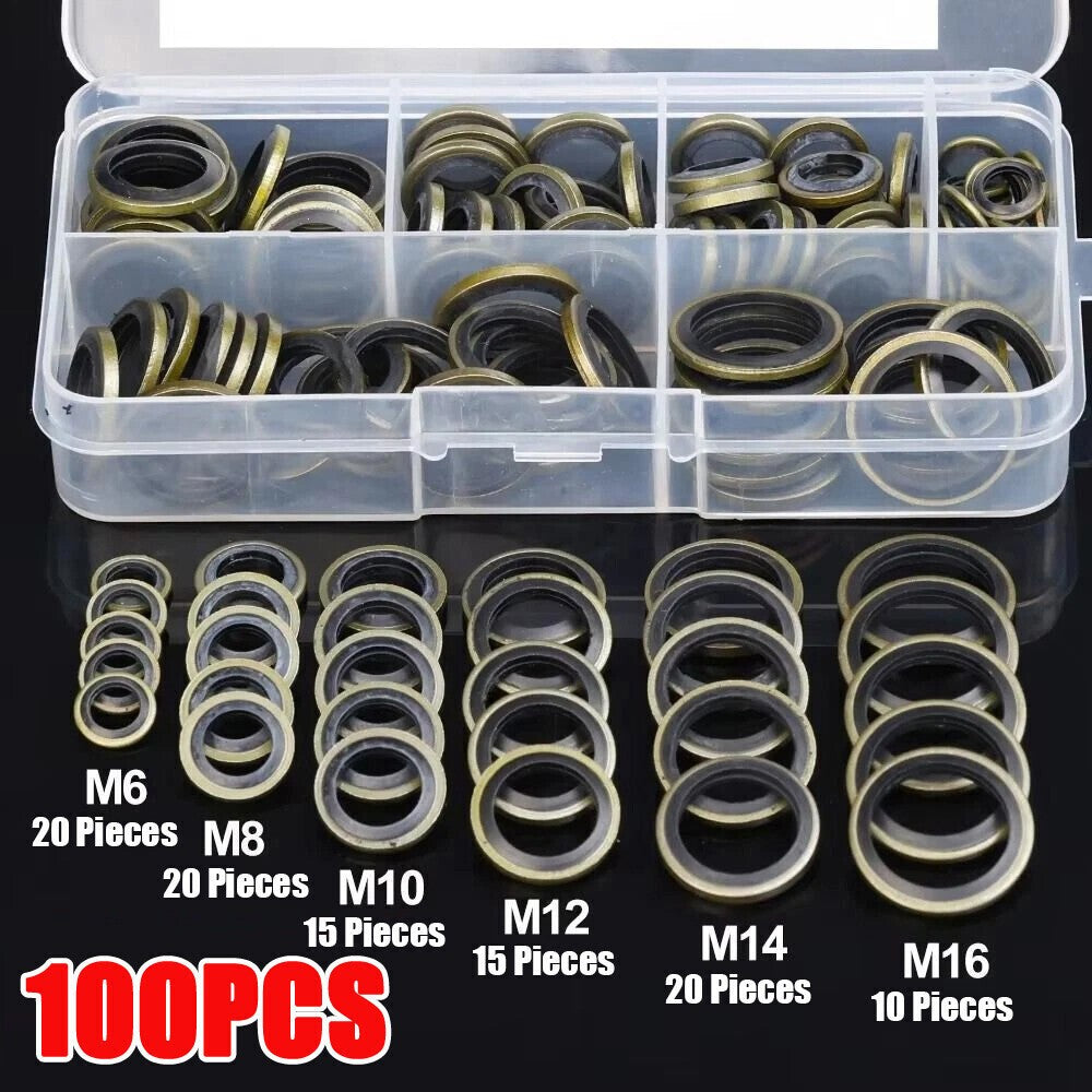 Car Parts Bonded Seal Oil Drain Plug Gasket Set M6–M16 by Unbranded