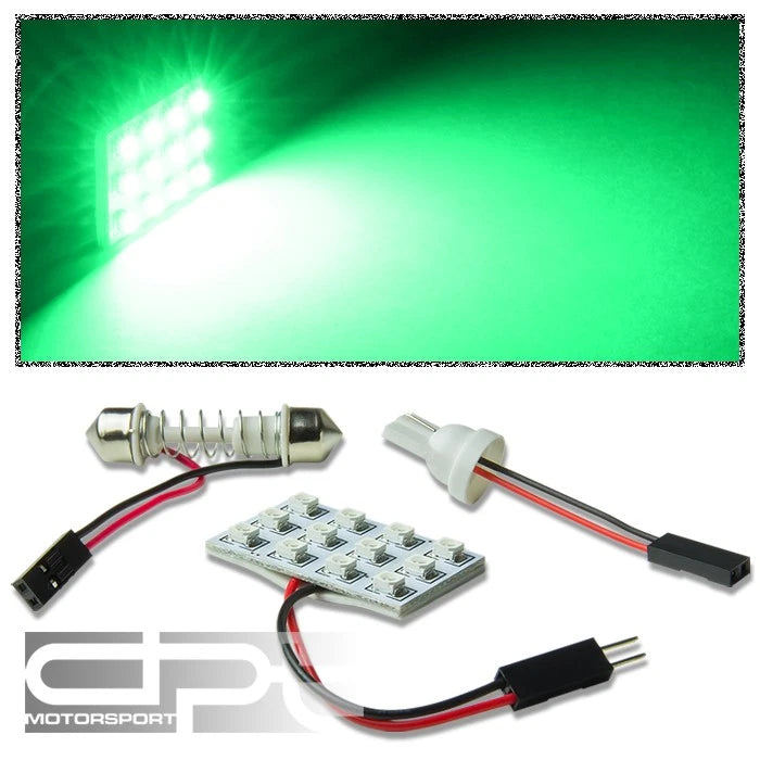 T10 3528 194/168/w5w 12-smd 12V Bright Green Led Interior Dome Wedge