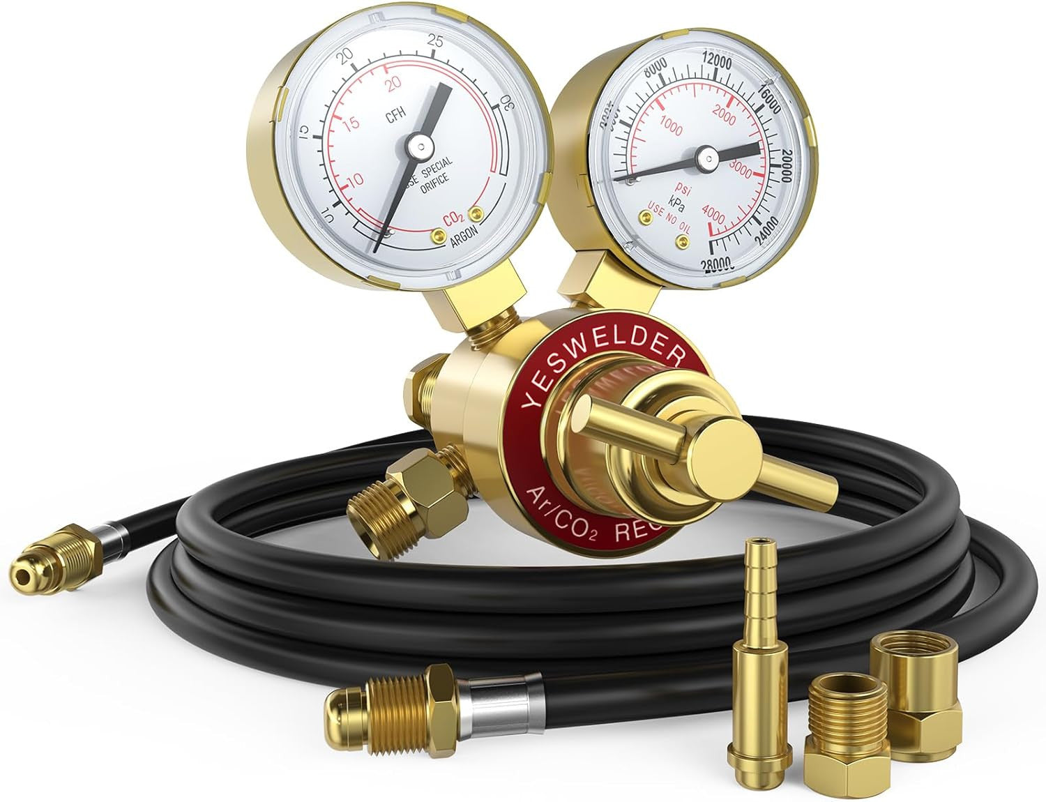 Argon CO2 Regulator with 8.2FT Hose 0-4000 PSI Gauges Gas Welding