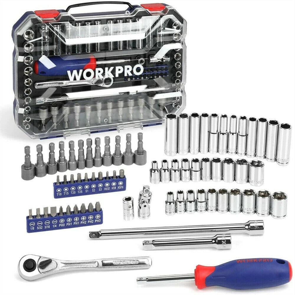 1/4" Drive Socket Ratchet Set Quick-release Metric Sae Regular/deep