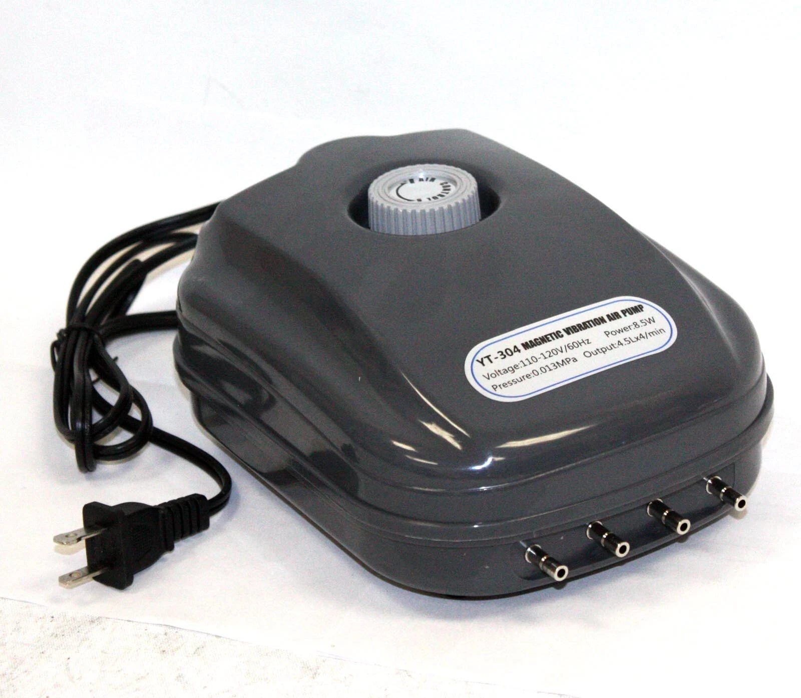 8.5W Aquarium Hydroponic Air Pump Tank 4 Way Outlets Magnetic