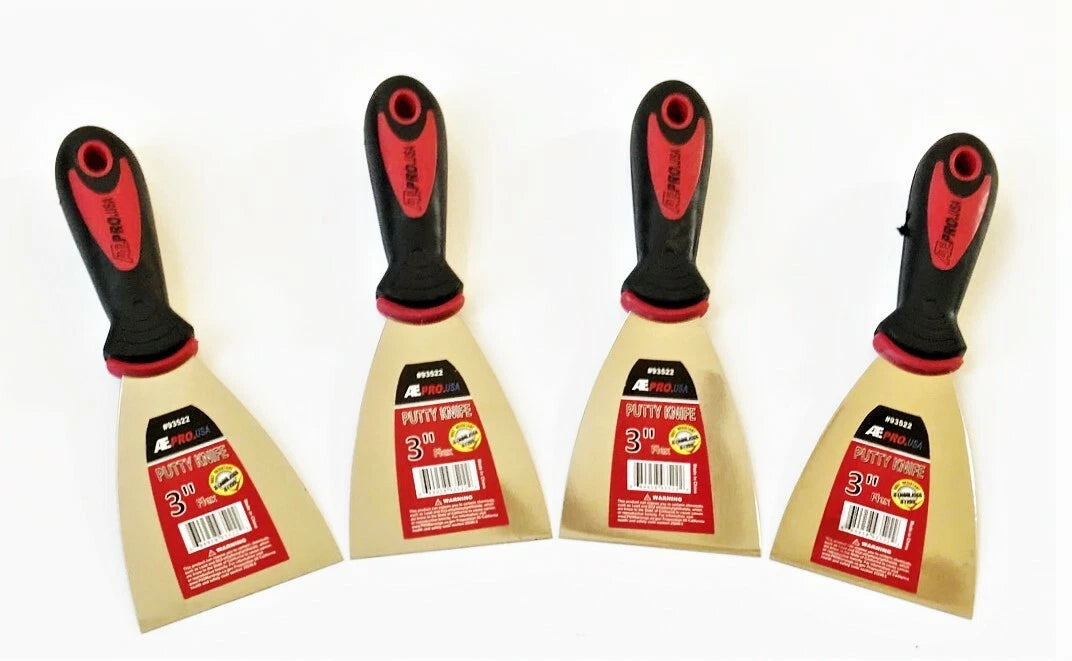 4 Ate Pro 3" Flexible Stainless Steel Putty Knife Knives Scrapers