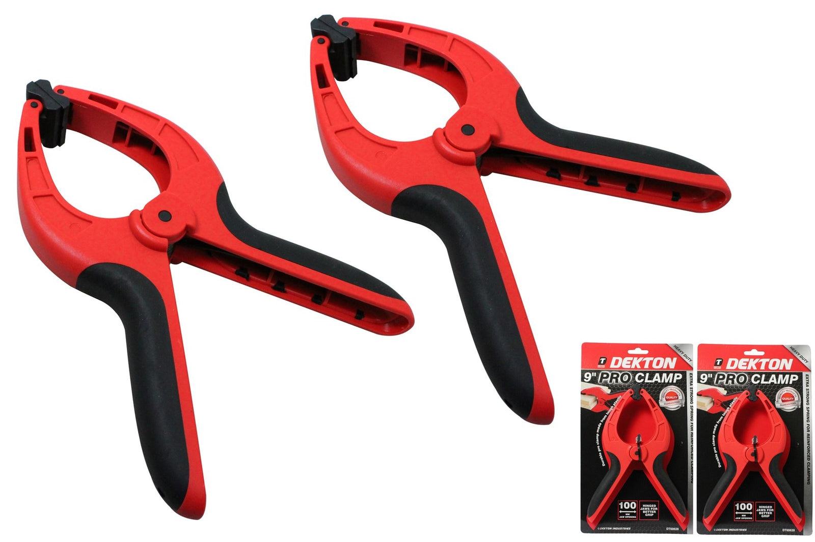 Dekton 2 x Spring Quick Grip Clamps Wood Work Carpentry Plastic Clamp 230mm by Dekton