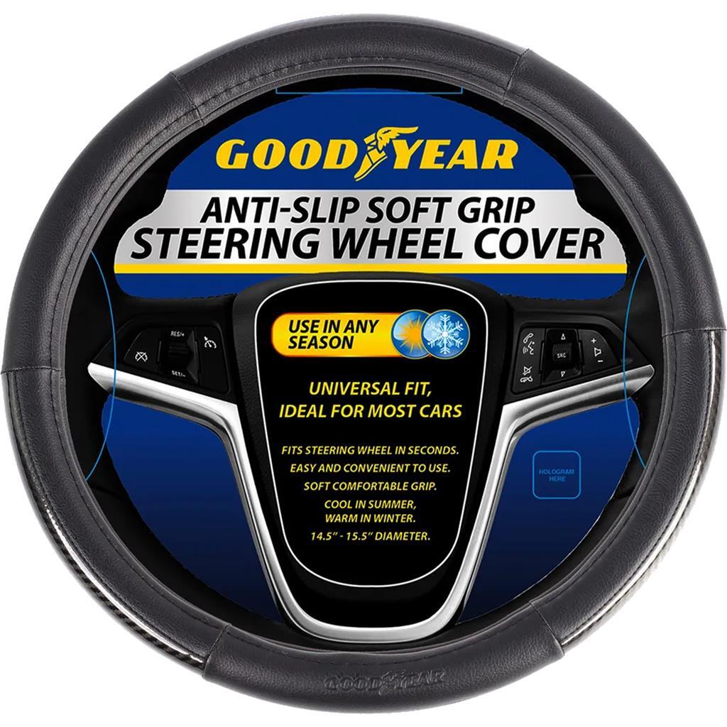 Goodyear Steering Wheel Glove Cover Soft Grip Black Gloss Leather Look