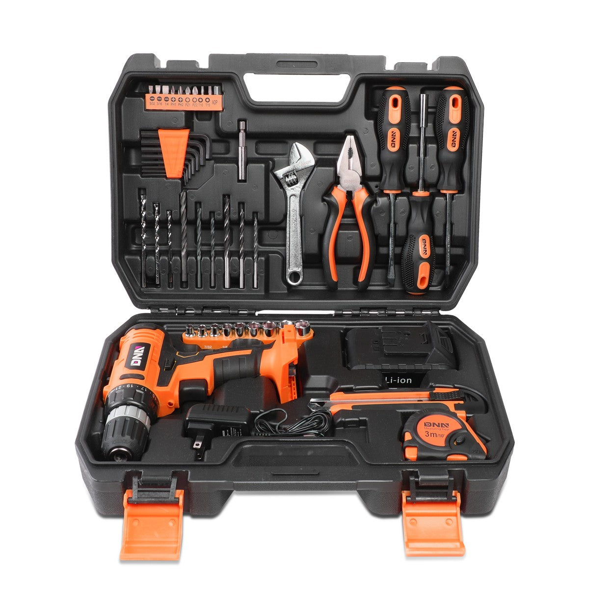 46PC Cordless Drill and Wrench Tool Set with Charger