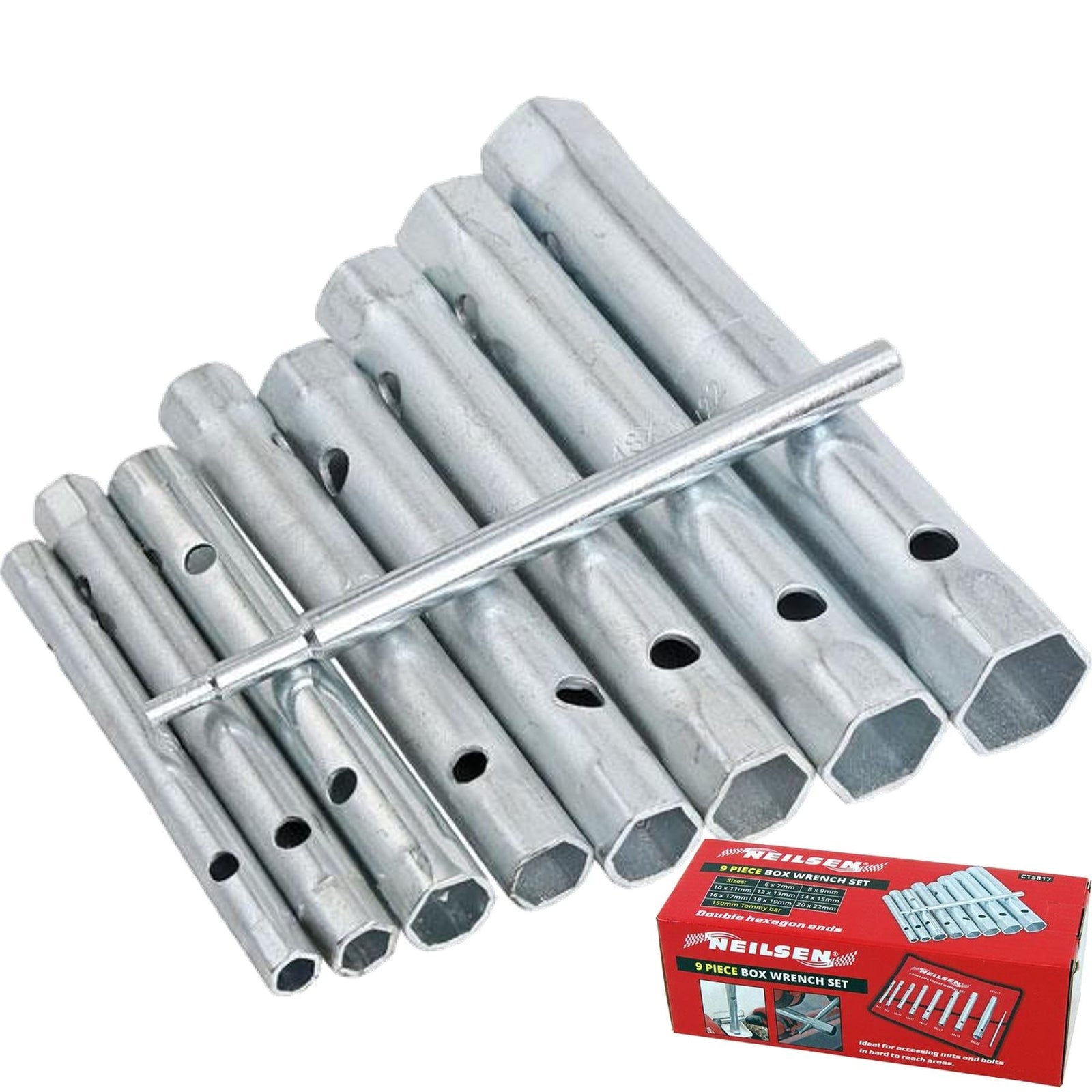 Neilsen Tubular Box Wrench Set 150mm Long Tube Spanner Plumber