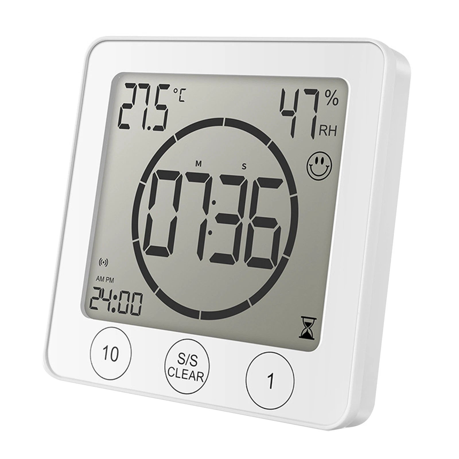 New White Waterproof Shower Bathroom Clock Home Lcd Digital Display