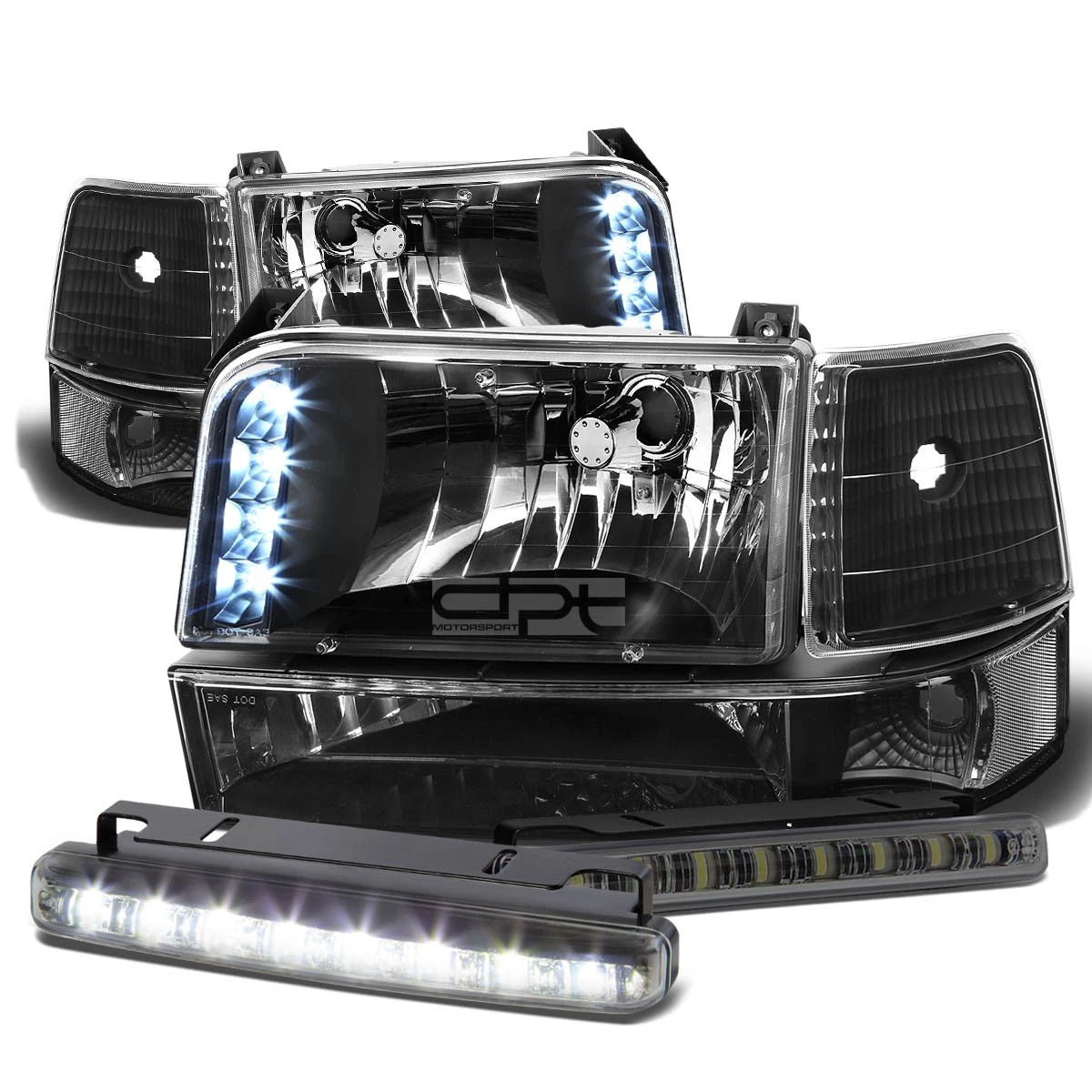 Black Housing Led Headlight+clea<wbr/>r Corner+drl | Built Supply Co