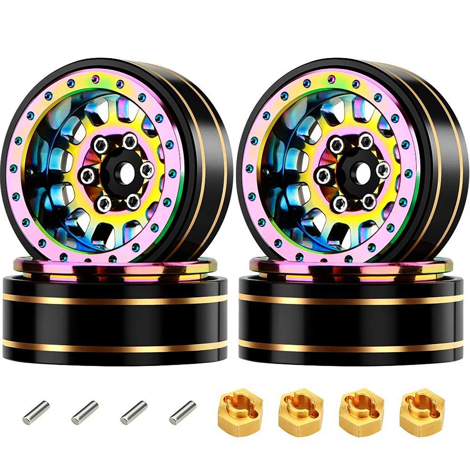 4pack 1.1in Brass+aluminiu<wbr/>m Alloy Wheel Hubs Rims For Traxxas