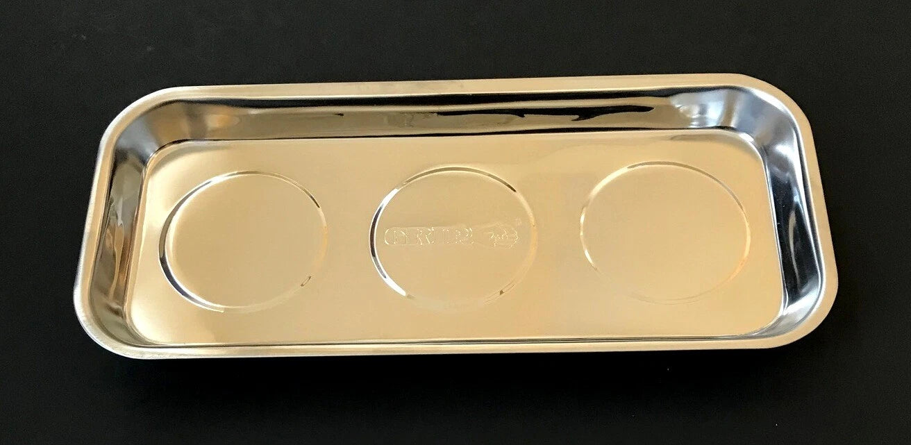 Grip Tools 6" X 14" Polished Stainless Steel Magnetic Parts Tray