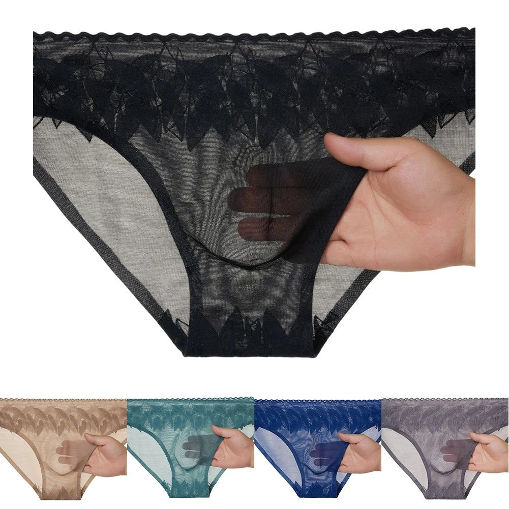 Lace For Accent Men Briefs Seamless Low Rise Underwear Elastic Waist