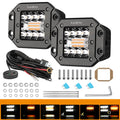 48W LED Light Pods Spot Flood White Amber Strobe Off Road Fog Driving Light 2PCS