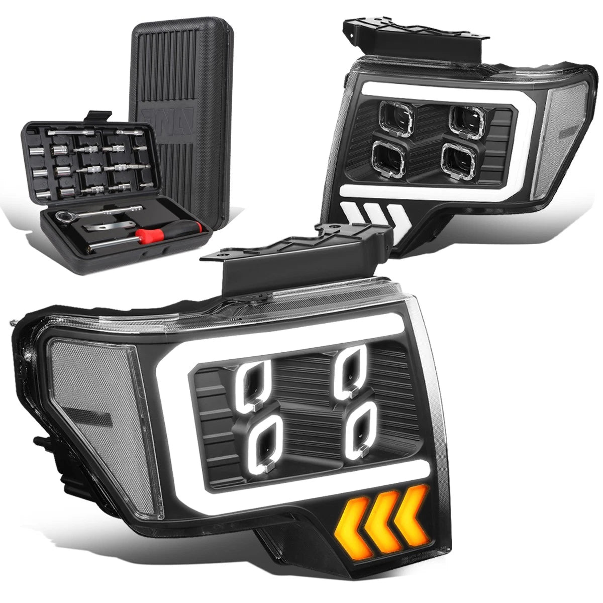 For 2009-2014 Ford F-150 Led Drl Halo Black Clear | Built Supply Co