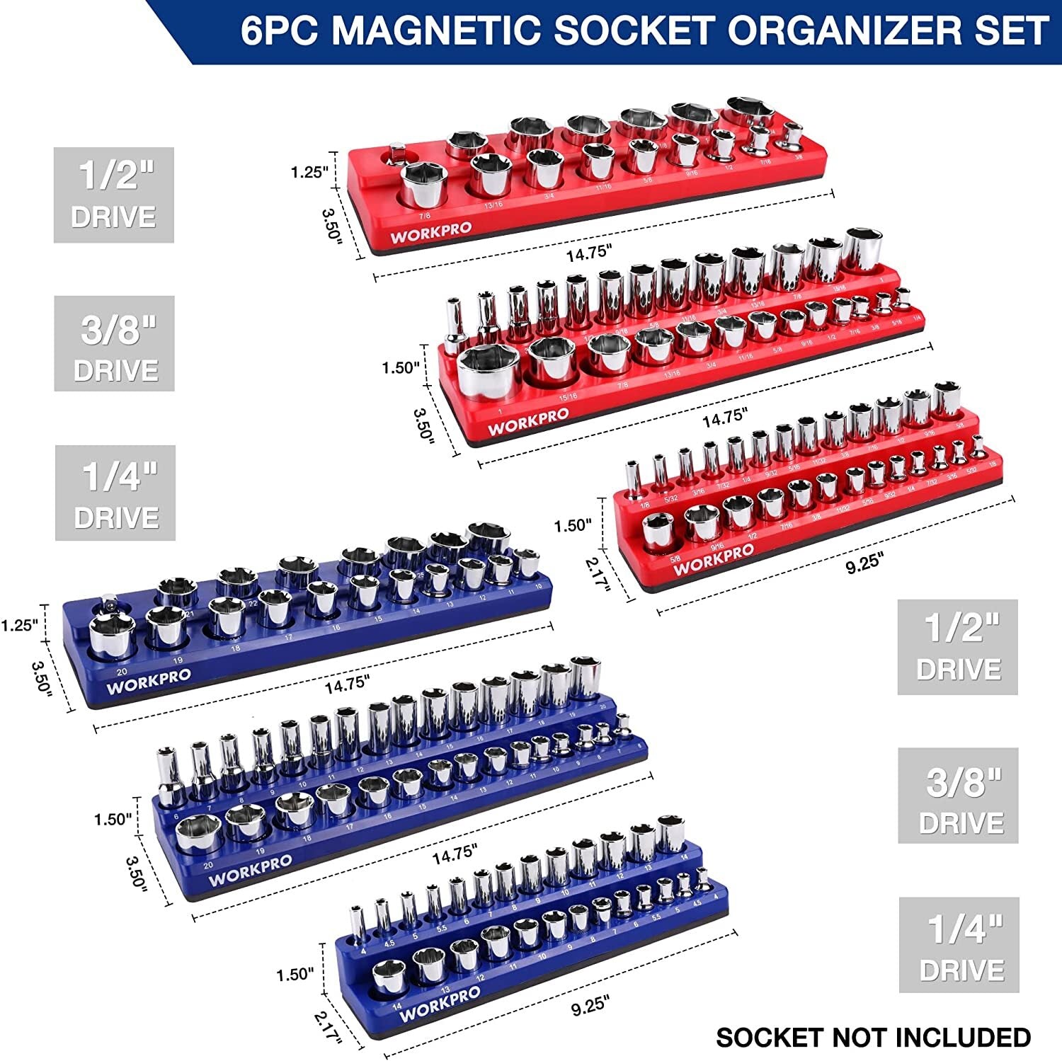 WORKPRO Magnetic Socket Organizer 6-Pack by WORKPRO