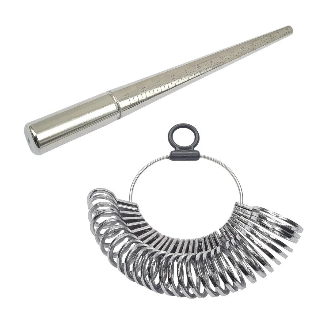 Slim Band Finger Gauge & Aluminum Ring Stick | Us Sizes 1–15 | 2mm