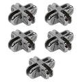 Set Of Chrome 4-way Glass Display Connector 3/16 Inch Tempered Glass