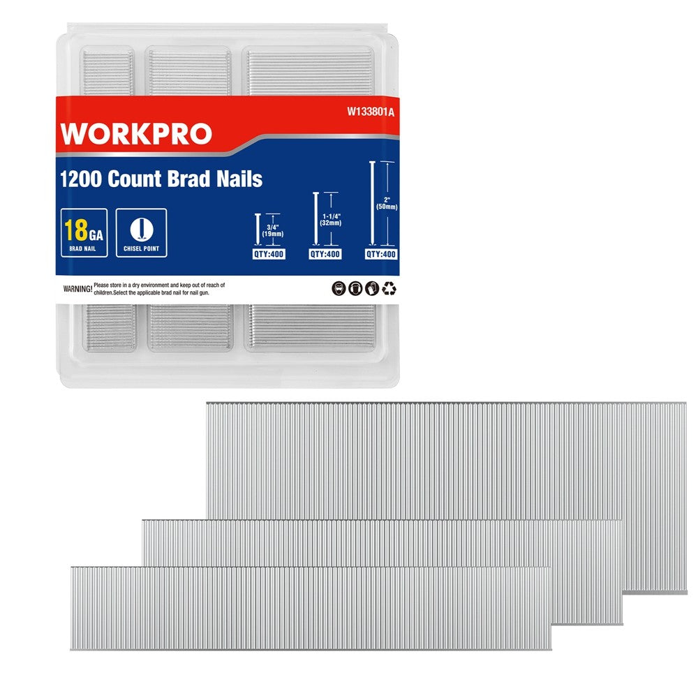 WORKPRO 18 Gauge Brad Nail Gun 1200 Count by WORKPRO