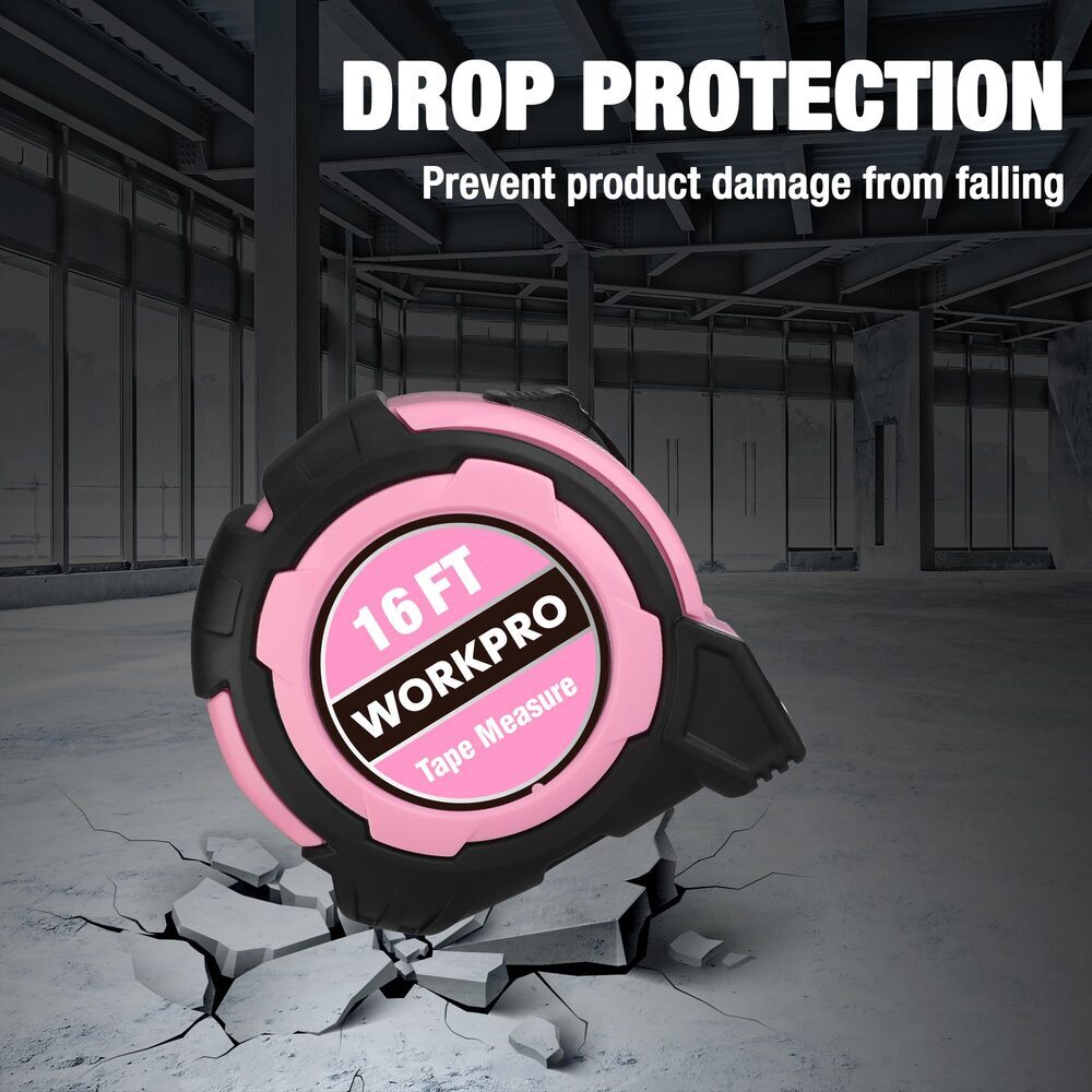WORKPRO 25FT Pink Magnetic Tape Measure by WORKPRO