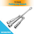 WORKPRO 14Inch Universal Folding Lug Wrench 4-Way Cross Wrench Drop