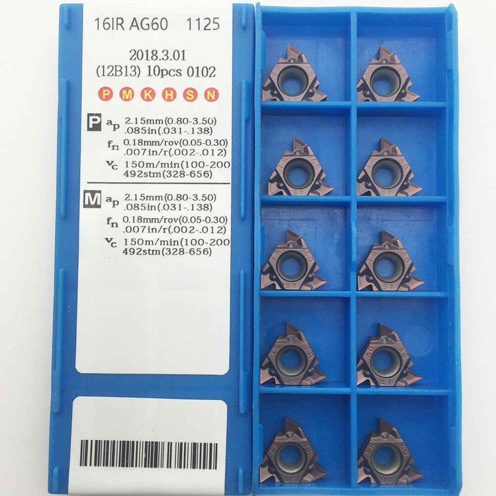 10Pcs Insert Spacing Toolholding Type 0.5-3.0 16IR AG60 1125 16mm CVD/PVDOpens i