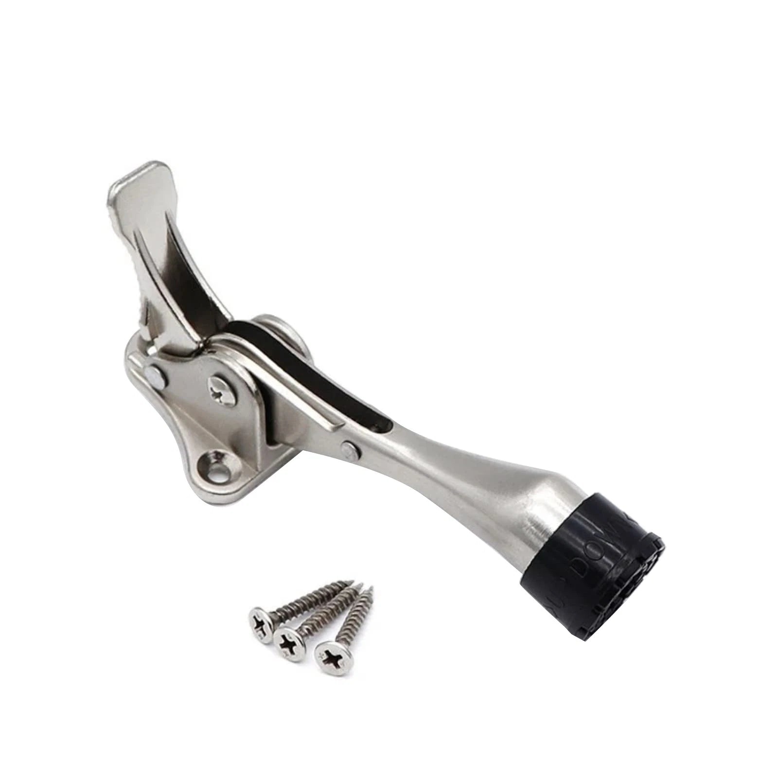 Foot Operated Door Stopper Heavy Duty Kick Down Silver Zinc Alloy