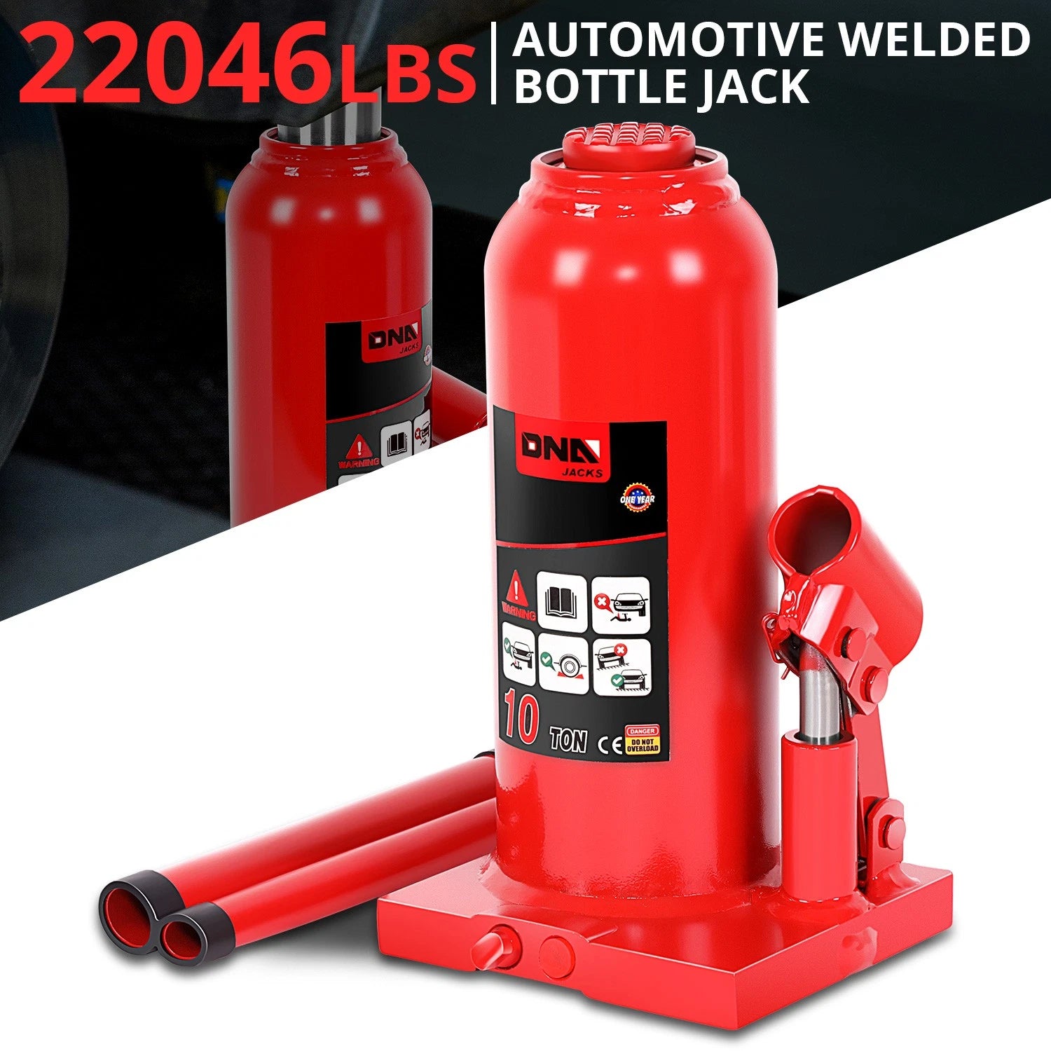 Red 17.3" 10 Tons Manual Automotive Hydraulic | Built Supply Co