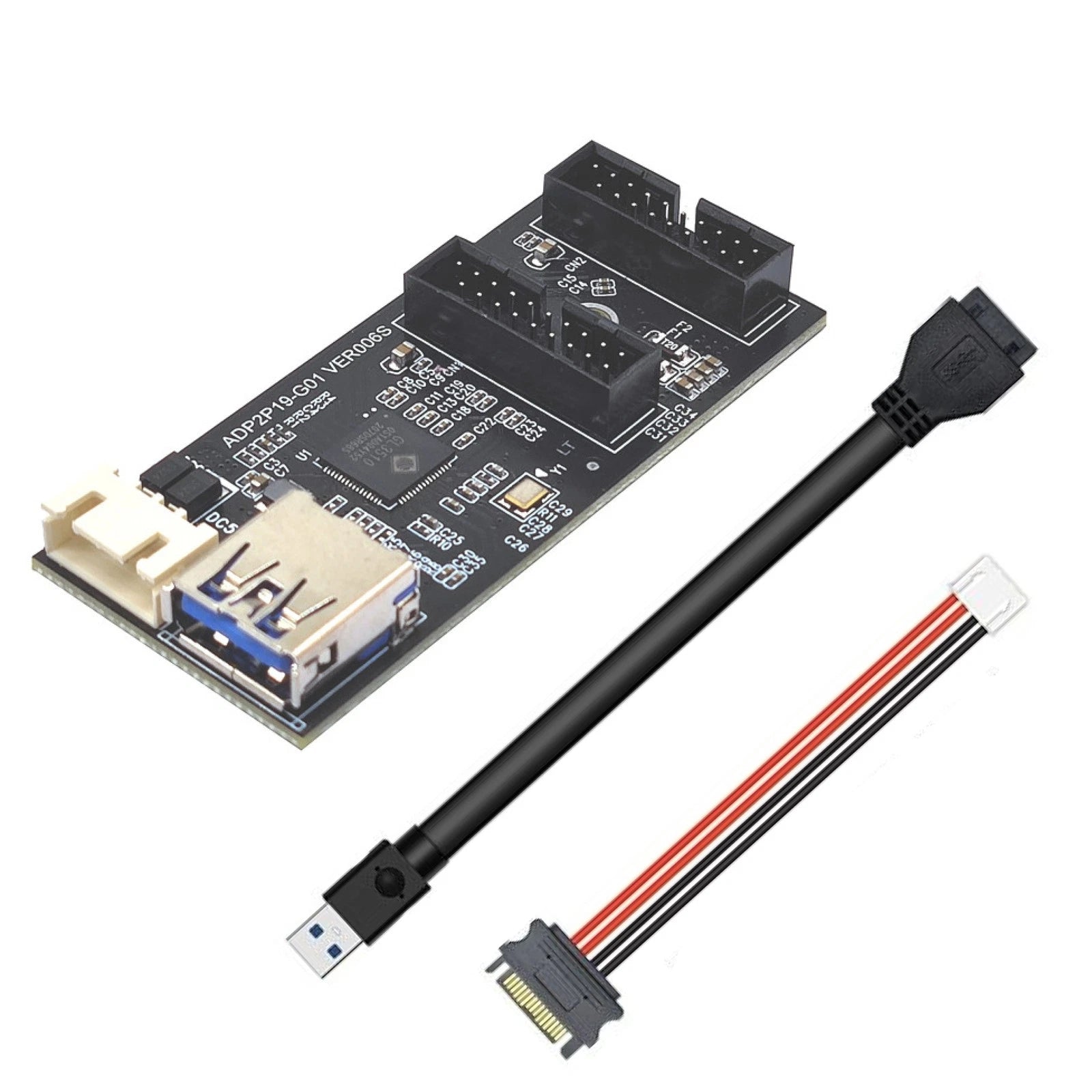 19pin To Type E + 19pin Motherboard 1 To 2 Splitter Usb 3.2 Gen1 Hub