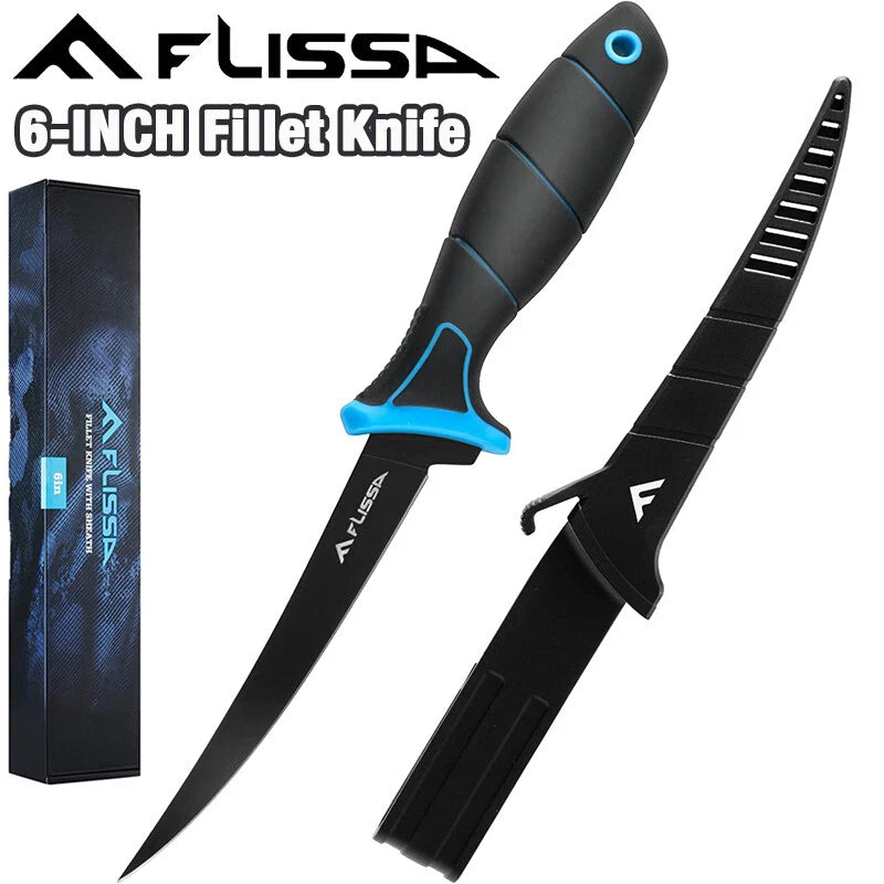 Flissa 6" Fillet Knife Bait Knife Belt Clip Lanyard | Built Supply Co