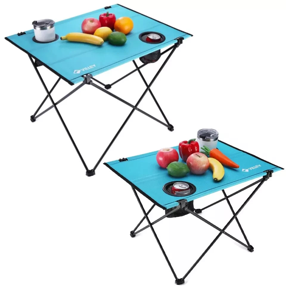VILLEY Folding Camping Table Large/Small Lightweight Portable Beach Tables w/Bag